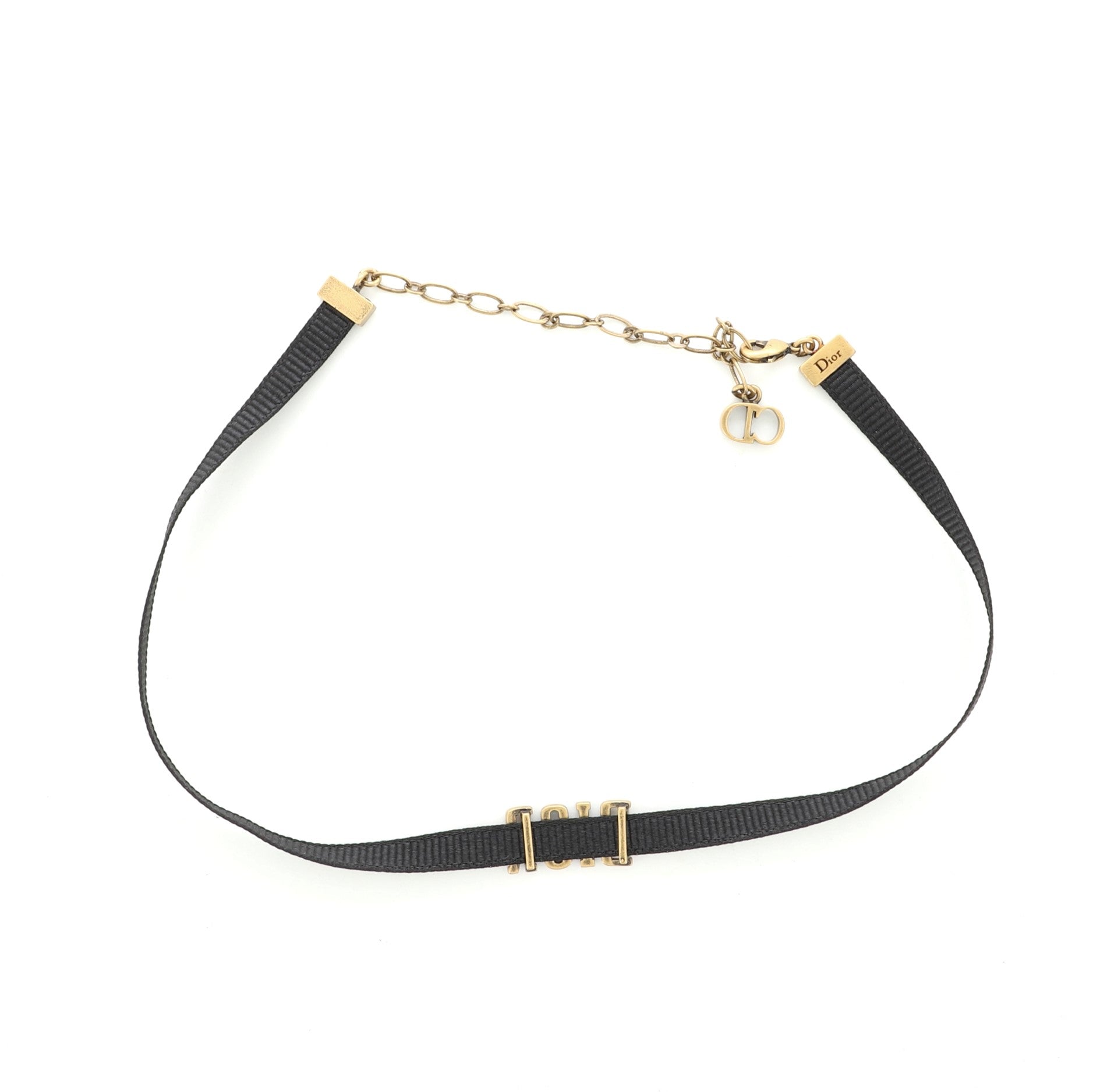 Dior Choker Necklace Grosgrain Ribbon and Metal