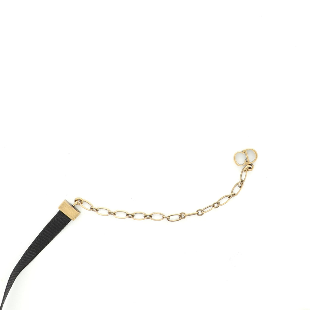 Dior Choker Necklace Grosgrain Ribbon and Metal