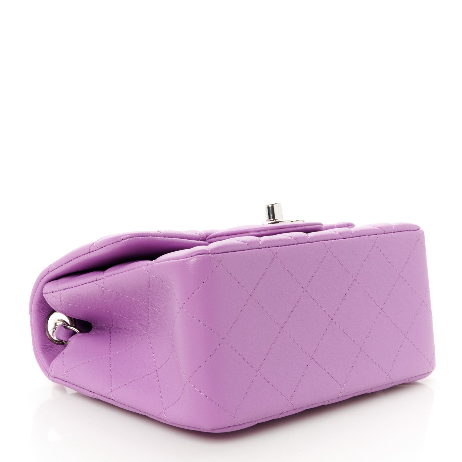 Lambskin Quilted Mini Square Flap Purple