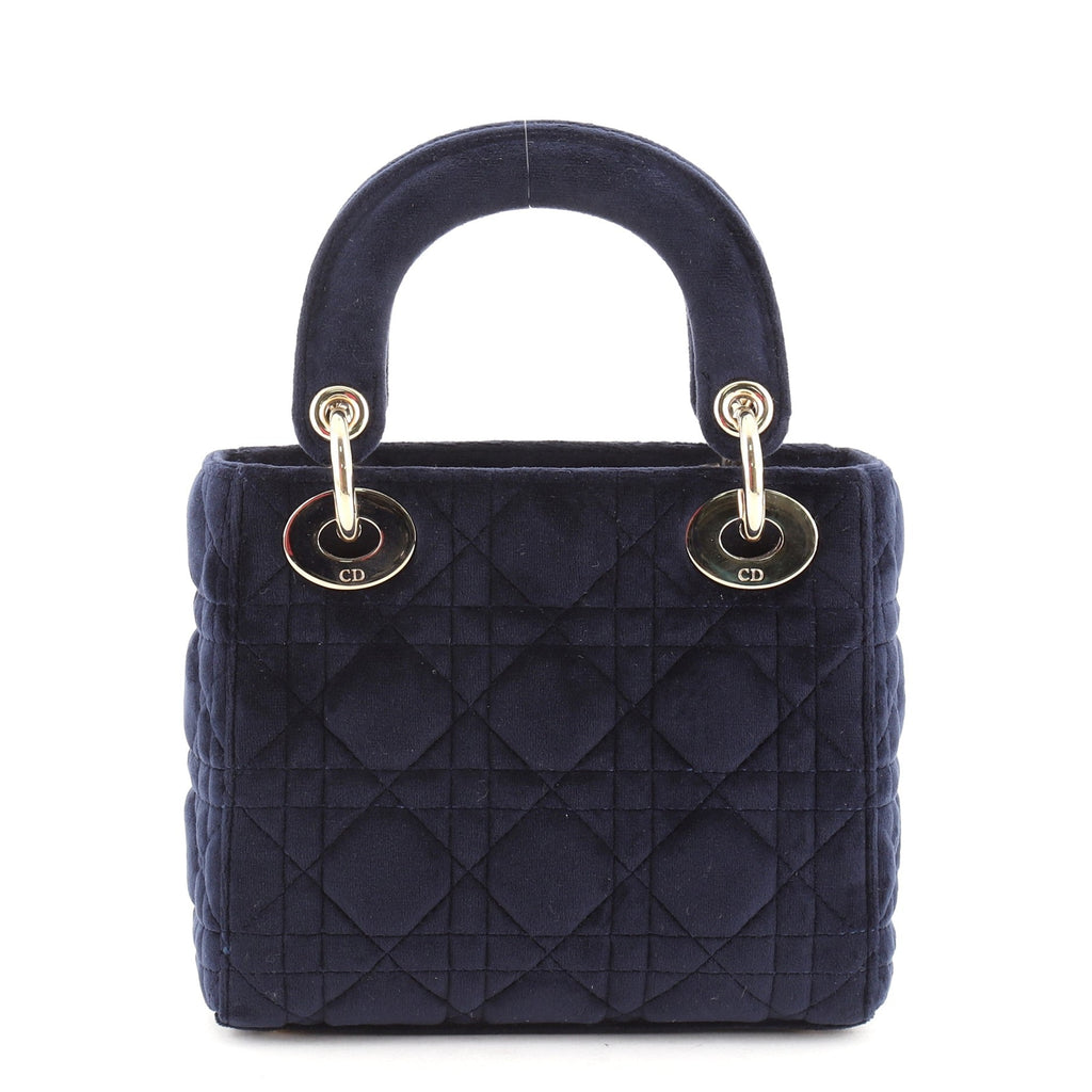 Lady Dior Chain Bag Cannage Quilt Velvet with Crystal Charms Mini