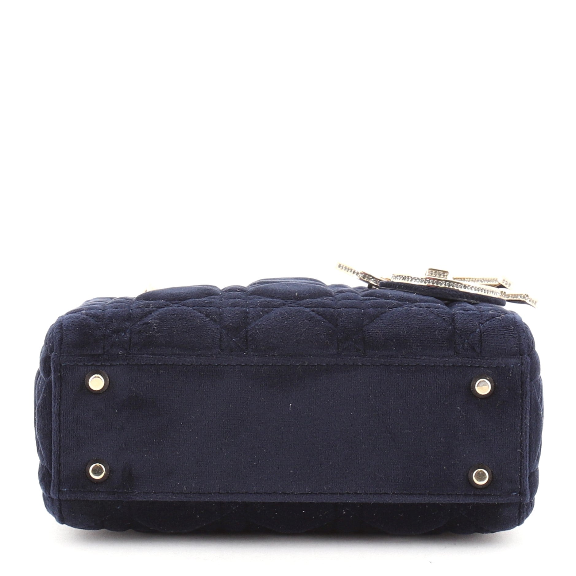 Lady Dior Chain Bag Cannage Quilt Velvet with Crystal Charms Mini
