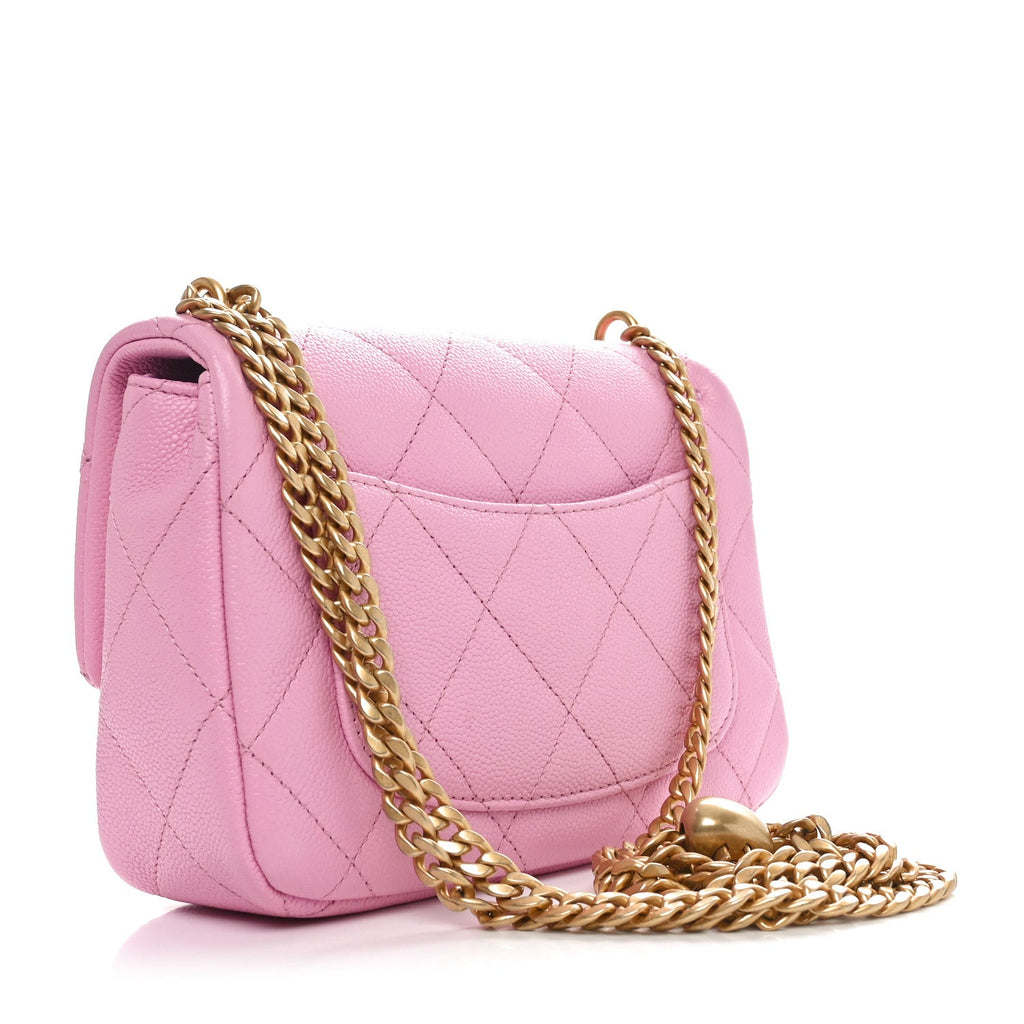 Caviar Quilted Mini Sweetheart Flap Lilac