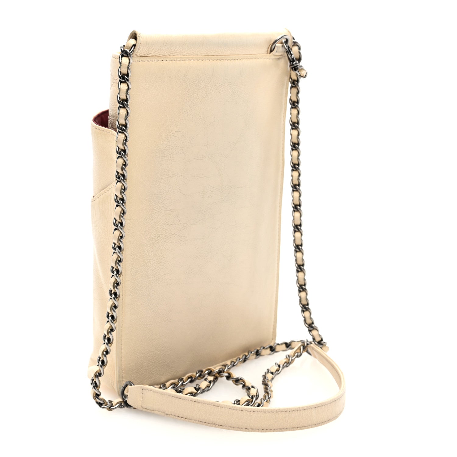 Calfskin Quilted CC Waiter Clutch Clutch With Chain White