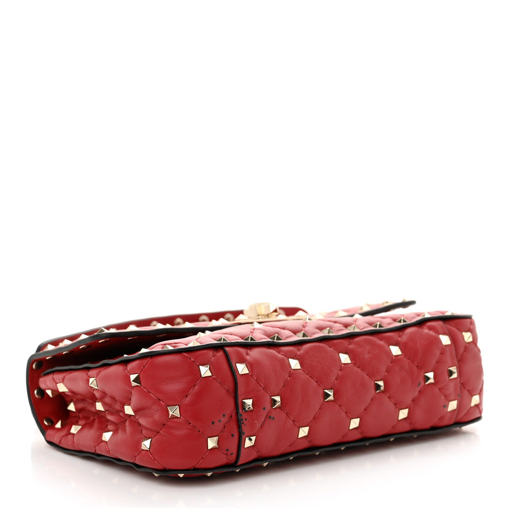 Nappa Small Rockstud Spike Shoulder Bag Rosso Valentino
