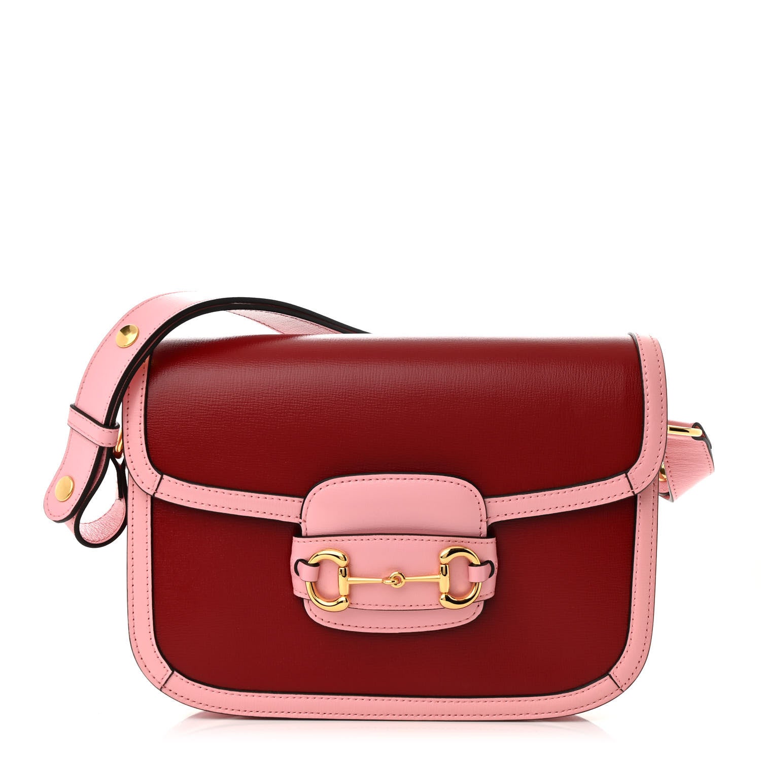 Azalea Calfskin Horsebit 1955 Shoulder Bag New Cherry Red Wild Rose