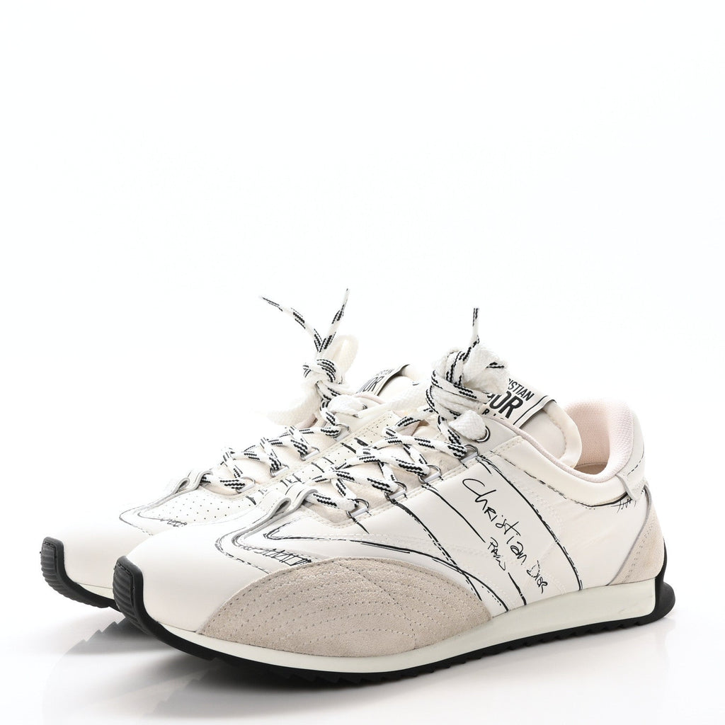 Calfskin Nylon Womens D-Sketch Sneakers 41 White