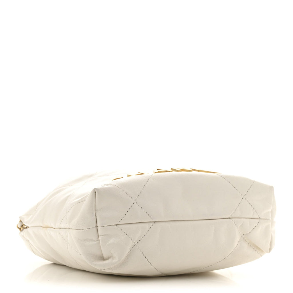 Shiny Calfskin Quilted Mini Chanel 22 White