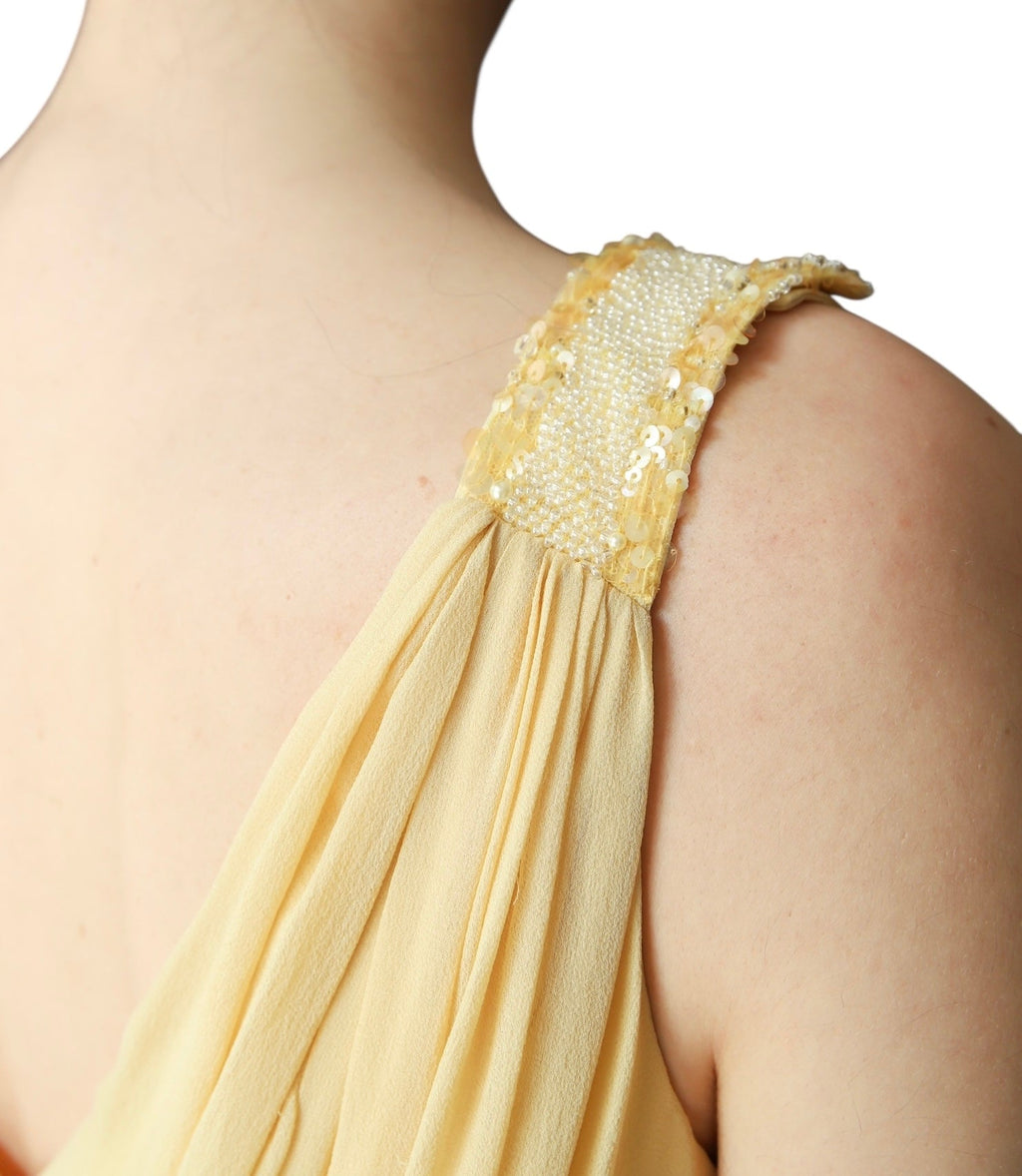 Elie Saab Yellow Draped Sequin Mini Dress - 40 / US 6