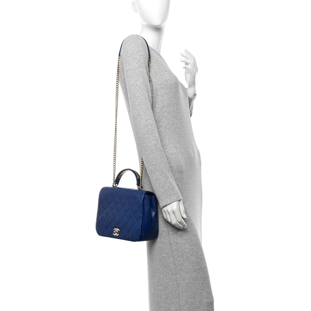 Caviar Large Carry Around Flap Bag Blue