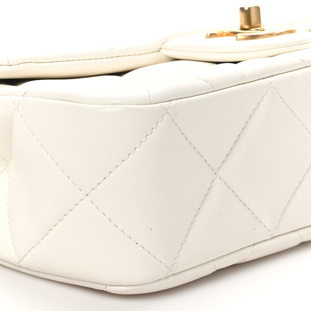Lambskin Quilted Pearl Small Flap White