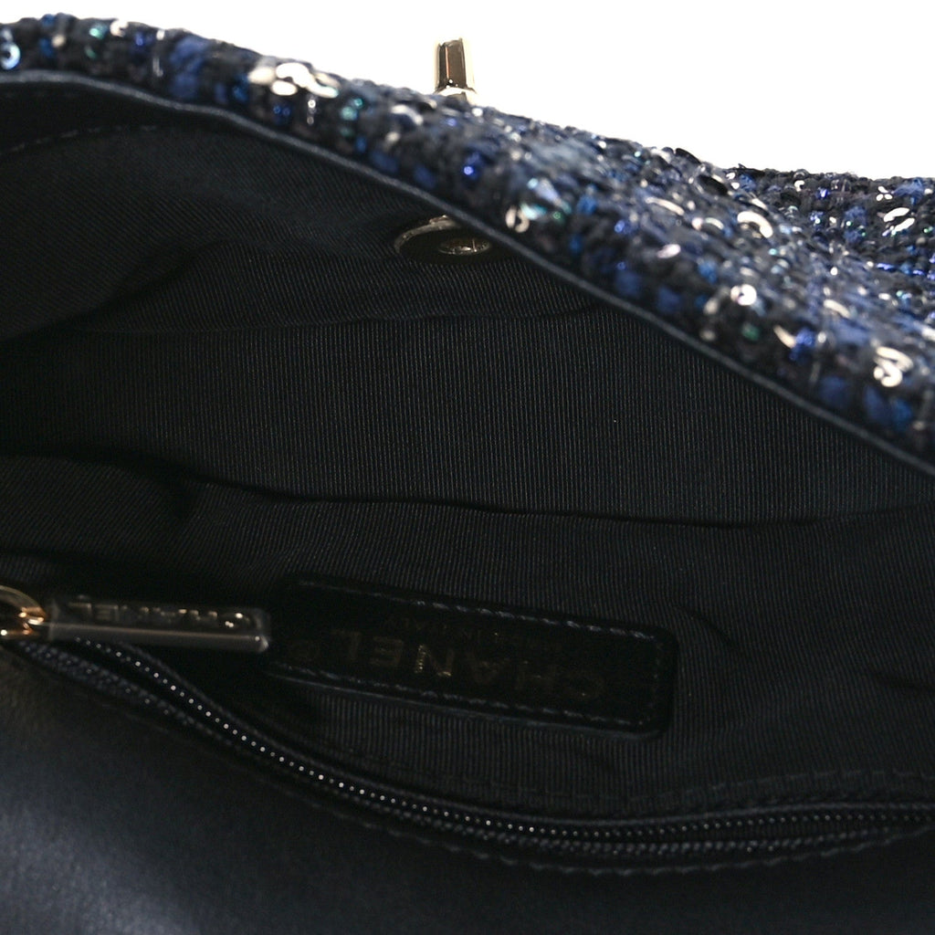 Tweed Mini Pearl Handle Flap Black Ecru