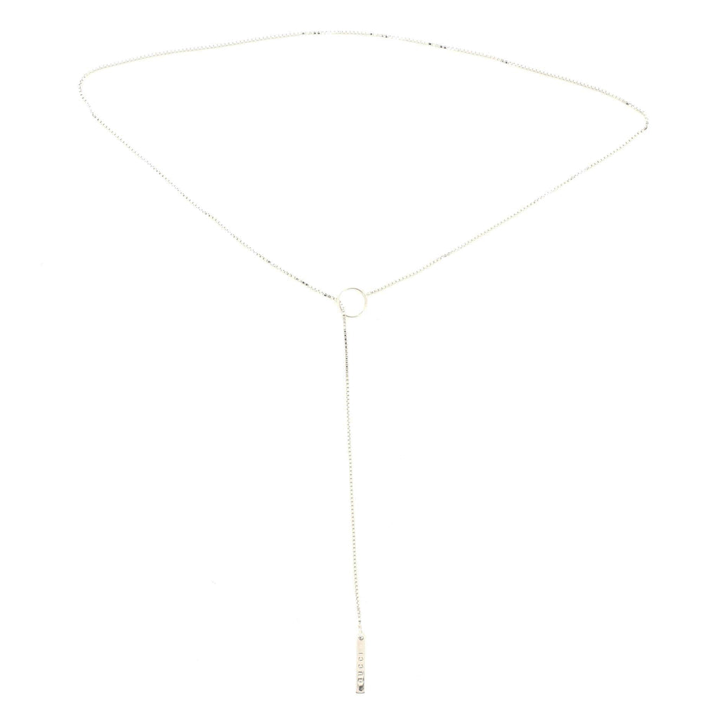 Logo Lariat Necklace 18K White Gold