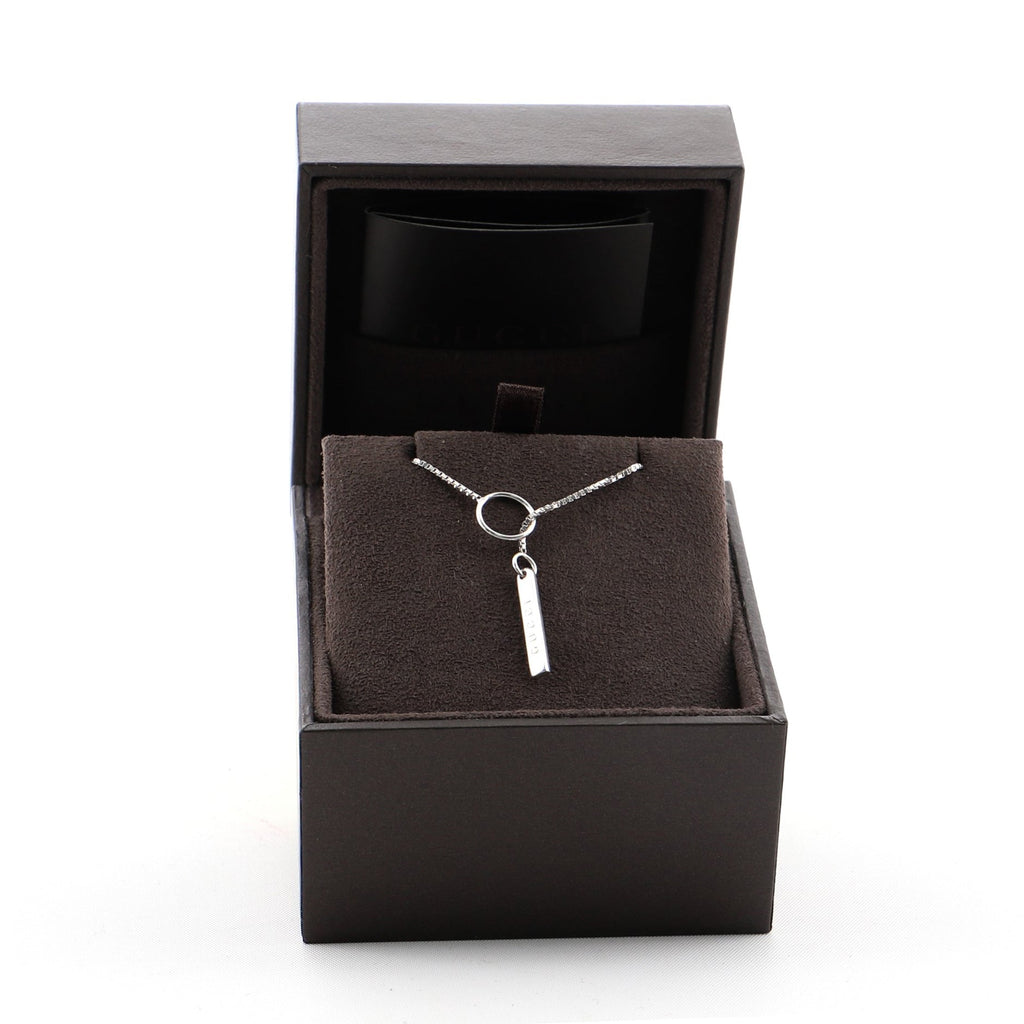 Logo Lariat Necklace 18K White Gold