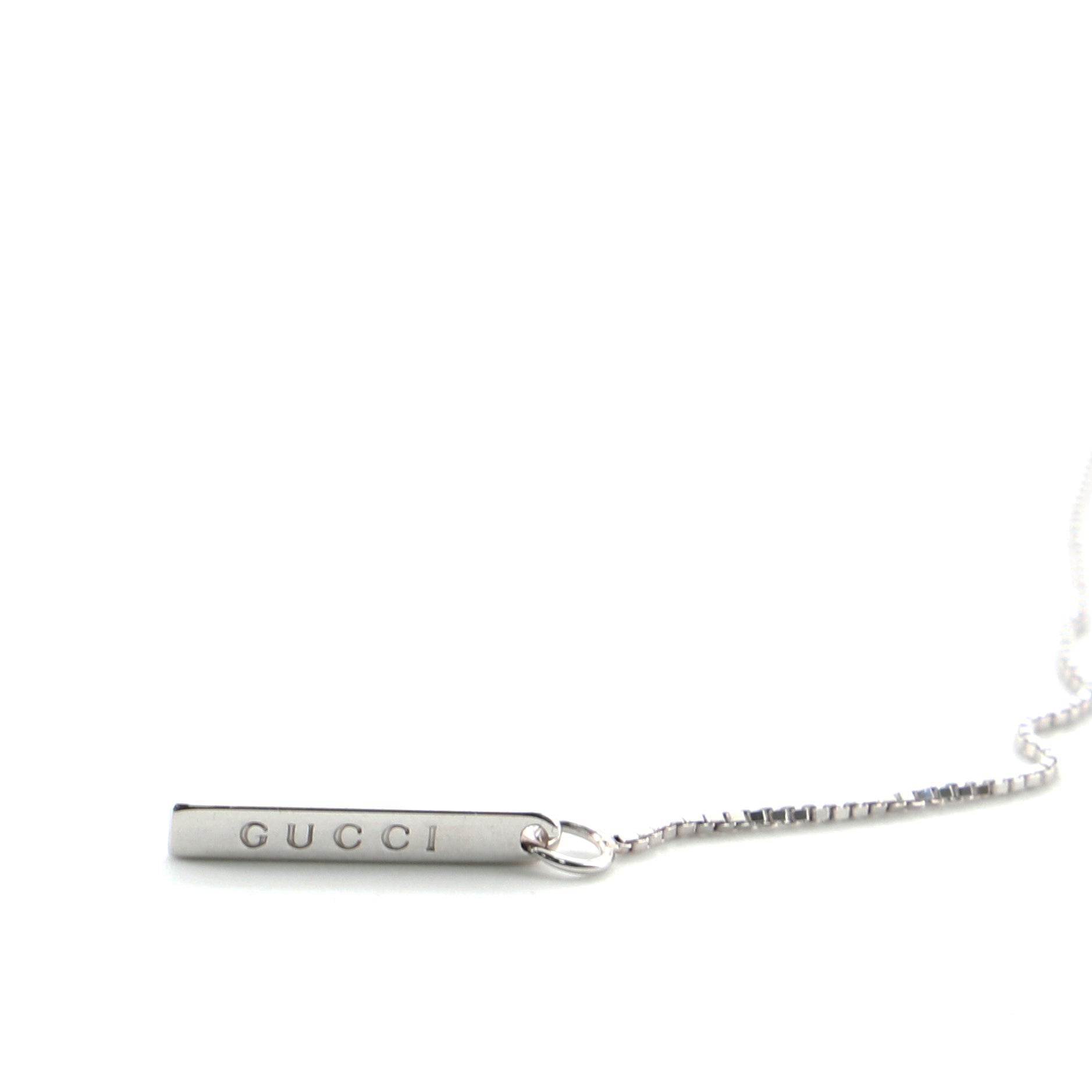 Logo Lariat Necklace 18K White Gold