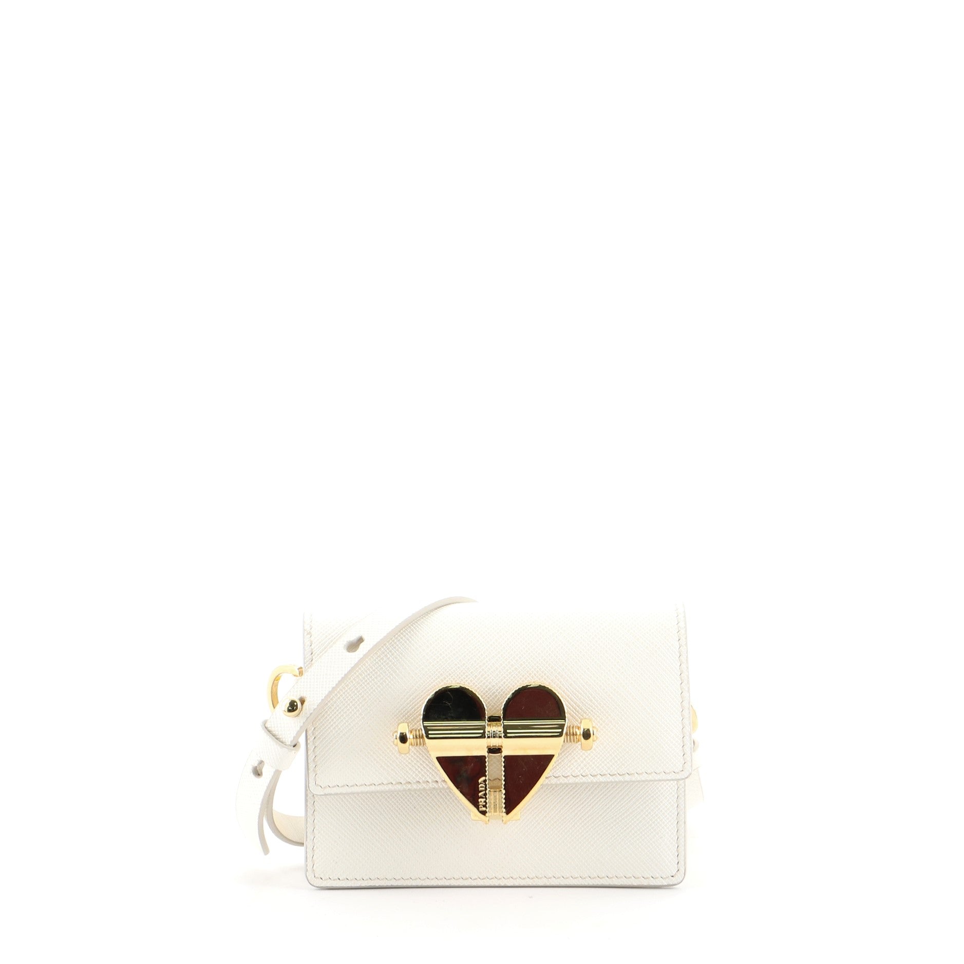 Heart Lock Crossbody Bag Saffiano Leather Mini