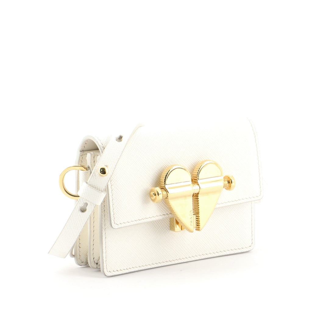 Heart Lock Crossbody Bag Saffiano Leather Mini