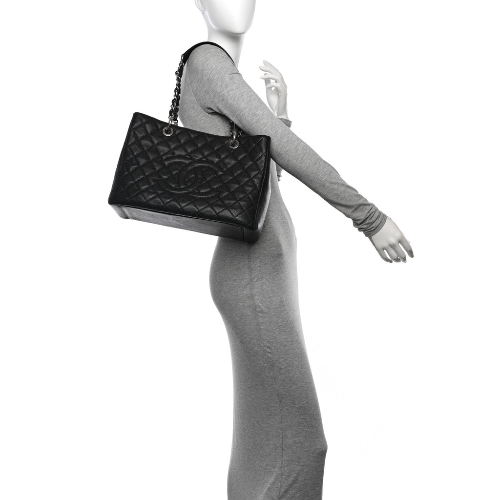 Caviar Quilted Grand Shopping Tote GST Black