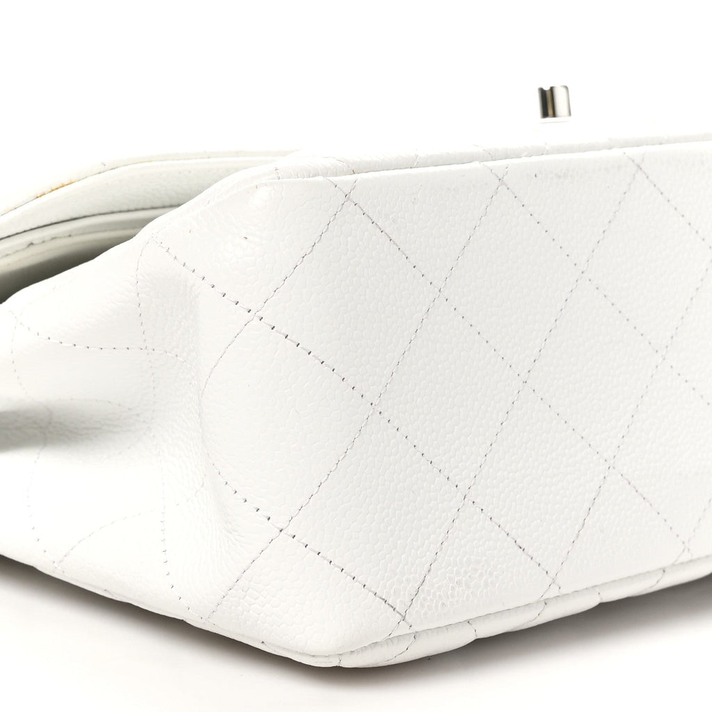 Caviar Quilted Jumbo Double Flap White