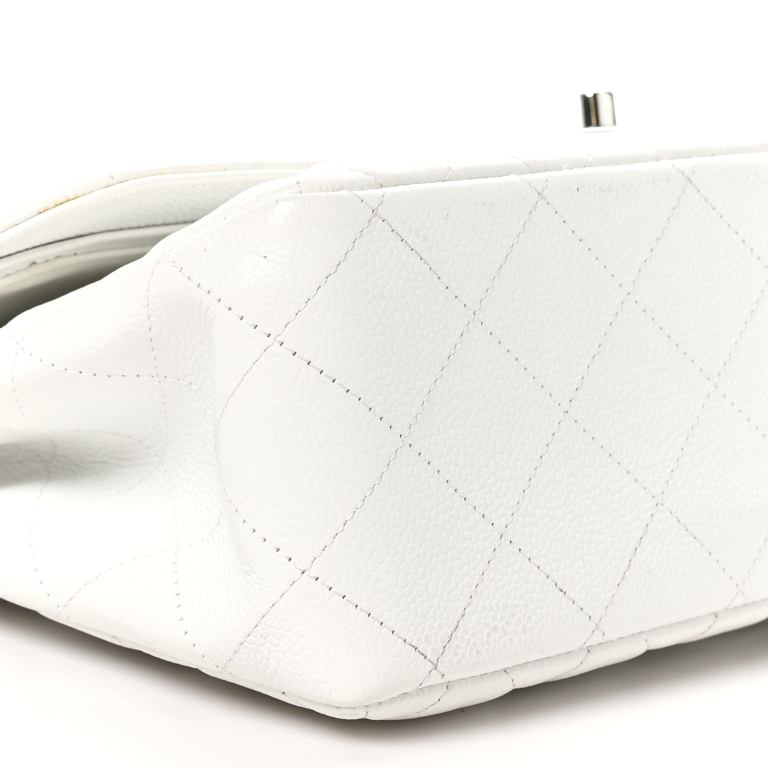 Caviar Quilted Jumbo Double Flap White