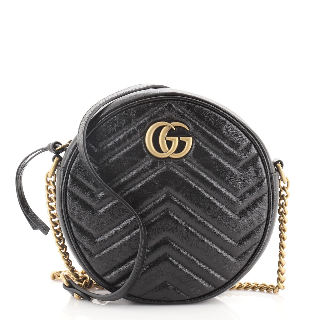 GG Marmont Round Shoulder Bag Matelasse Leather Mini