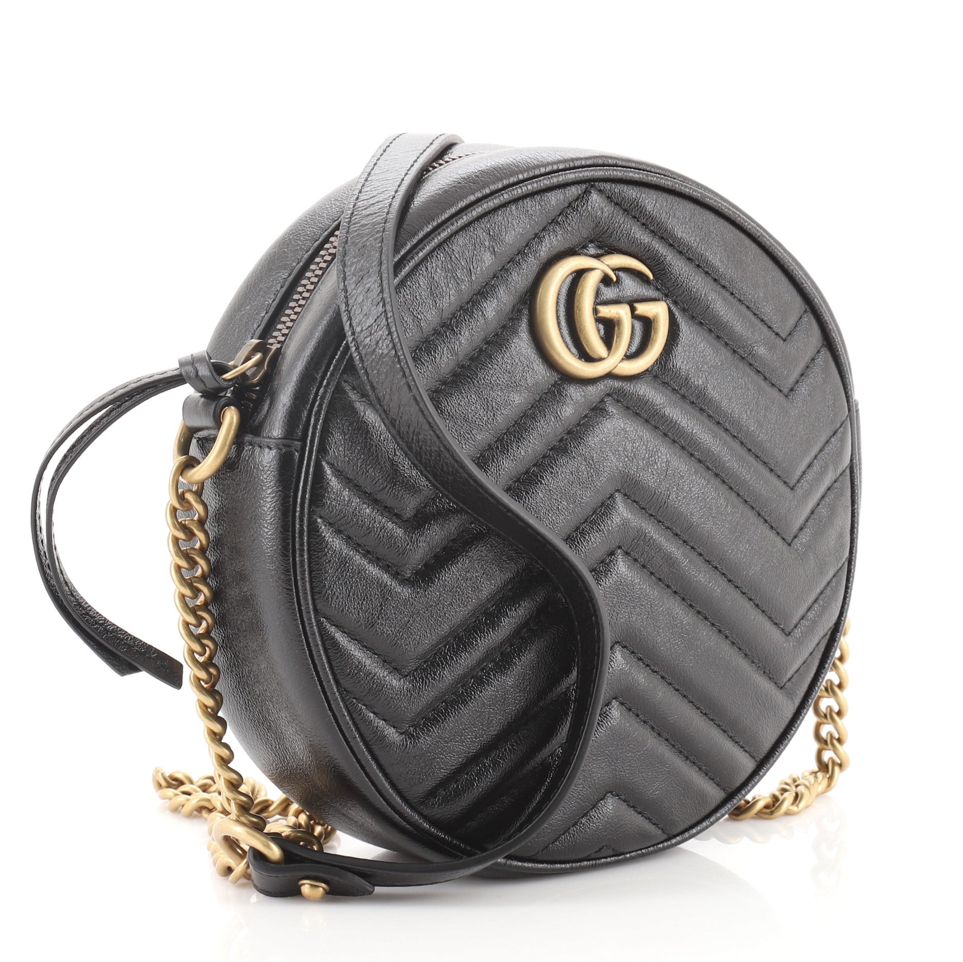 GG Marmont Round Shoulder Bag Matelasse Leather Mini