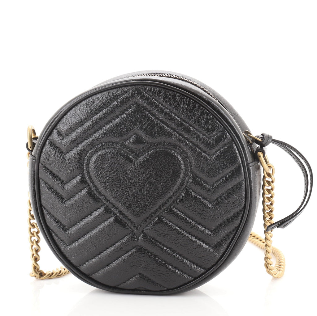 GG Marmont Round Shoulder Bag Matelasse Leather Mini