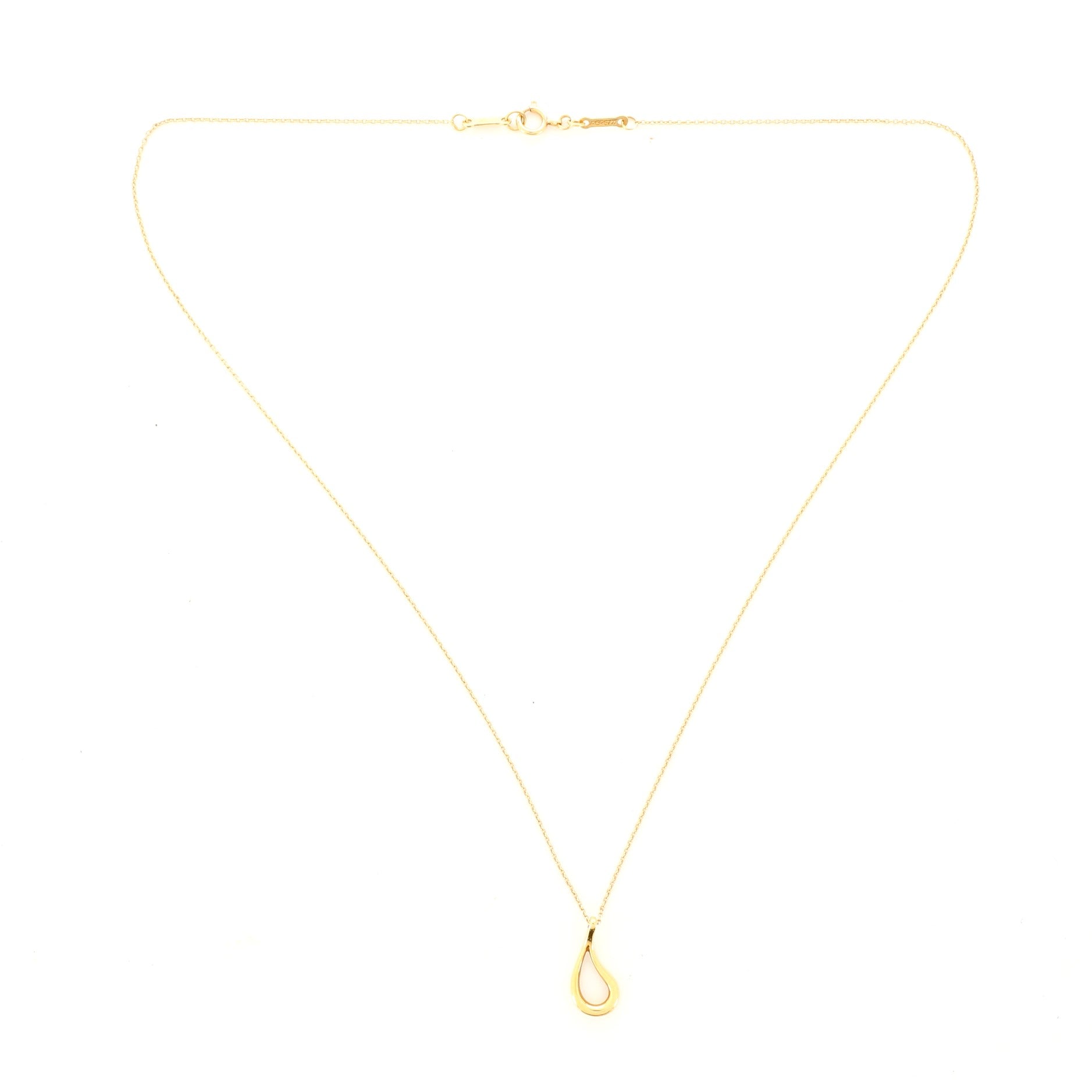 Elsa Peretti Open Tear Drop Necklace 18K Yellow Gold