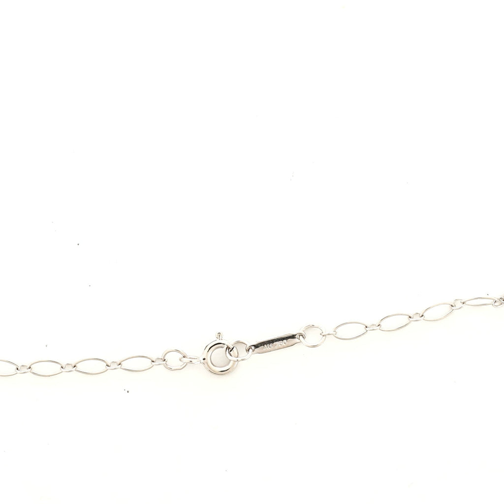 Clover Key Pendant Necklace 18K White Gold with Diamonds