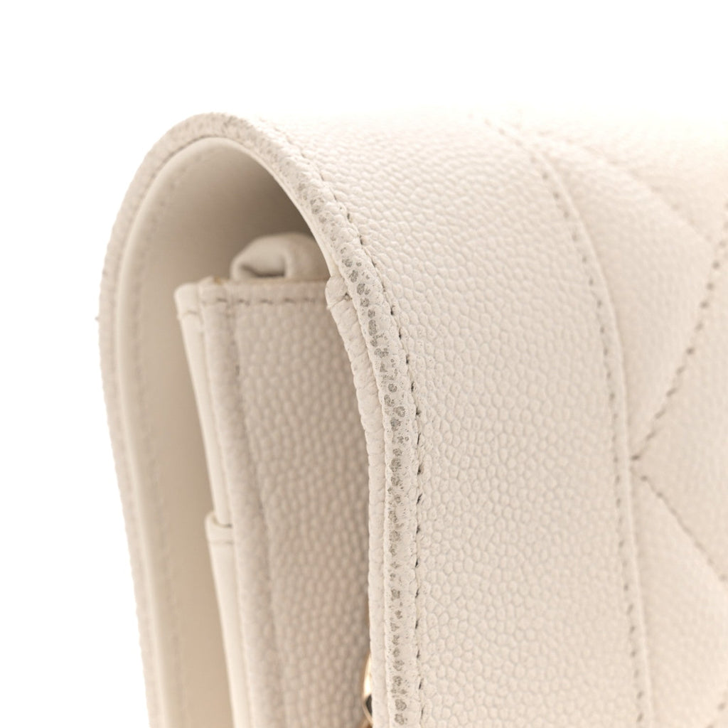 Caviar Quilted Vintage Mademoiselle Wallet On Chain WOC White