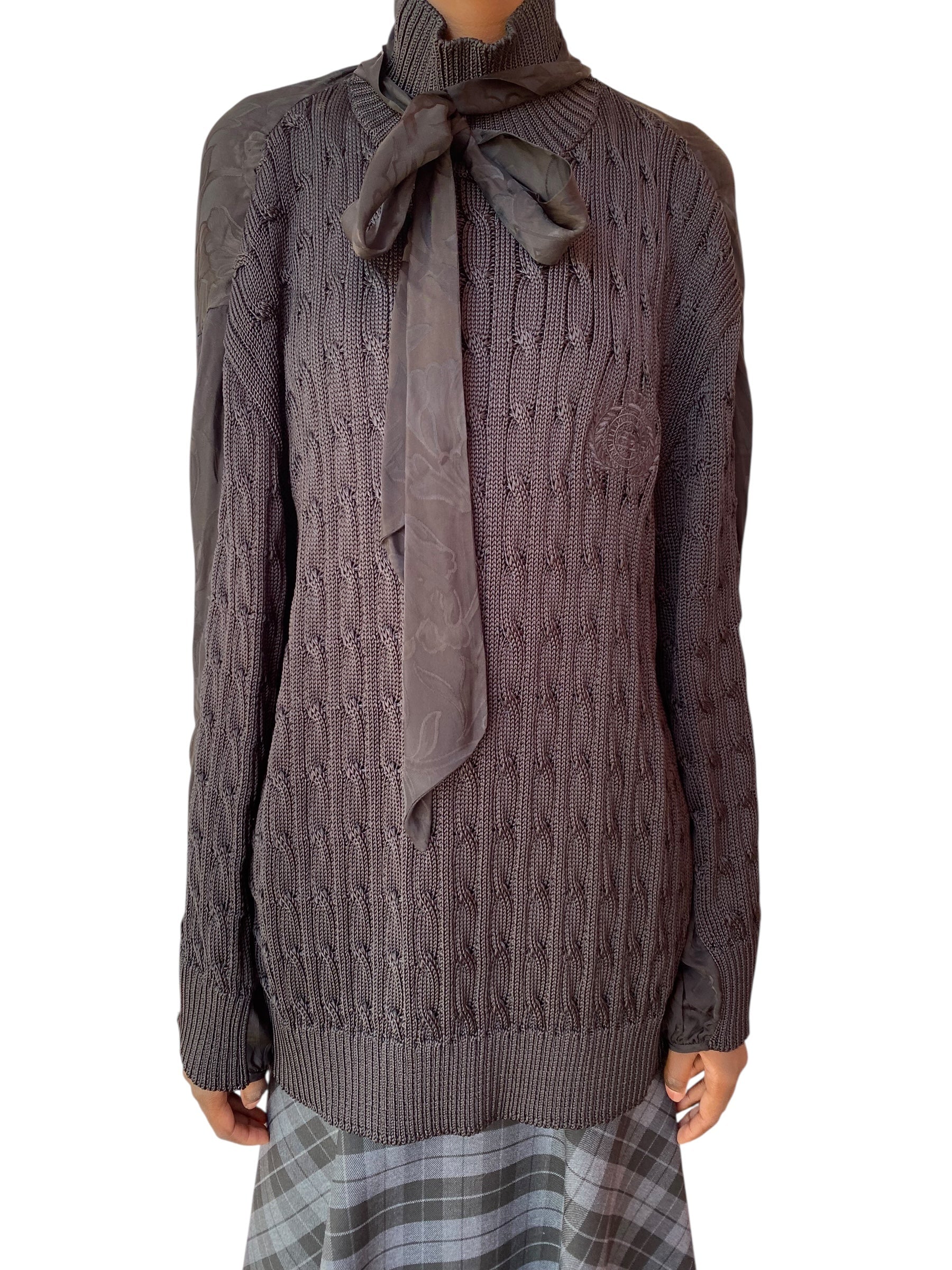 Balenciaga Black Combo Knit Scarf Sweater - 4