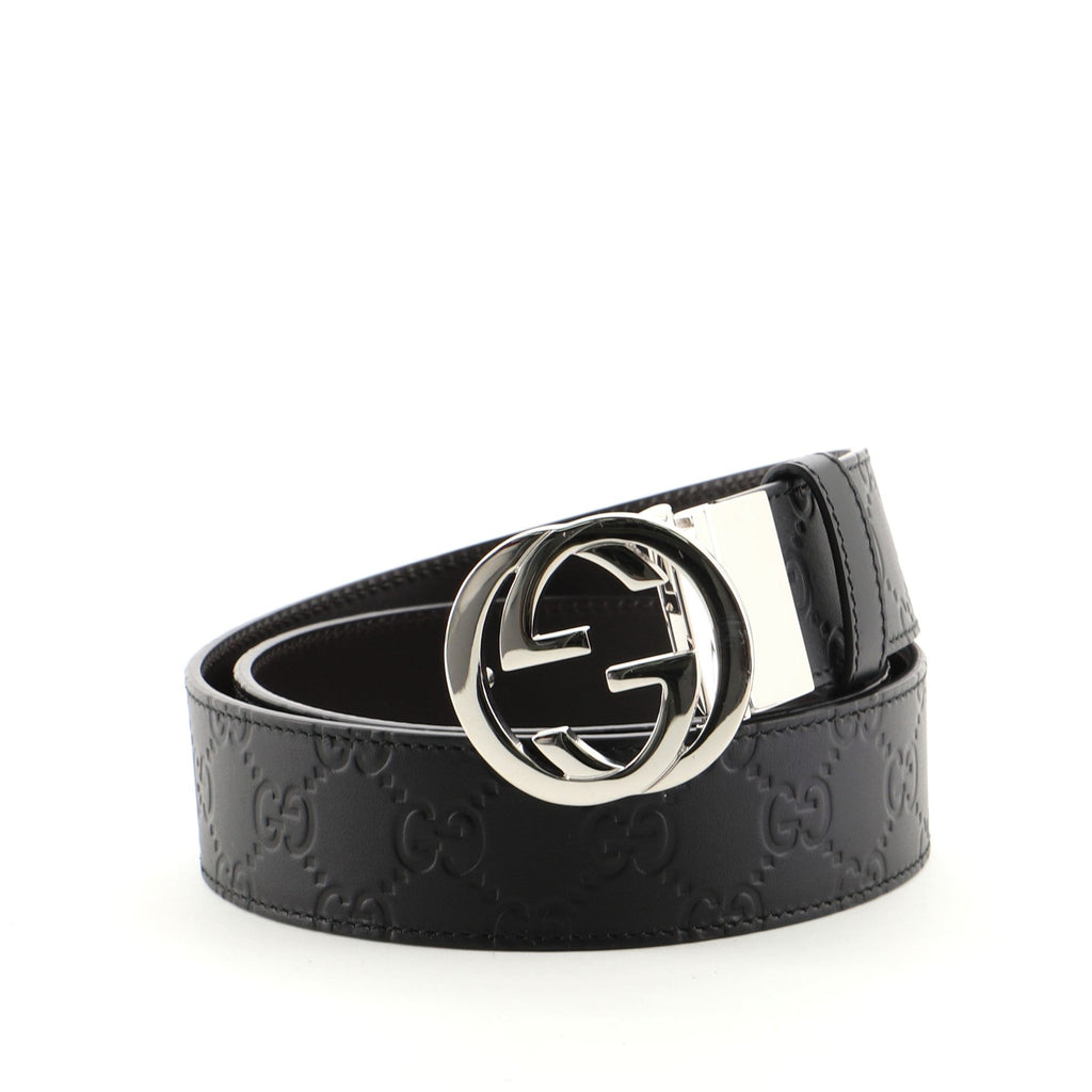Interlocking G Reversible Belt Guccissima Leather Wide 95