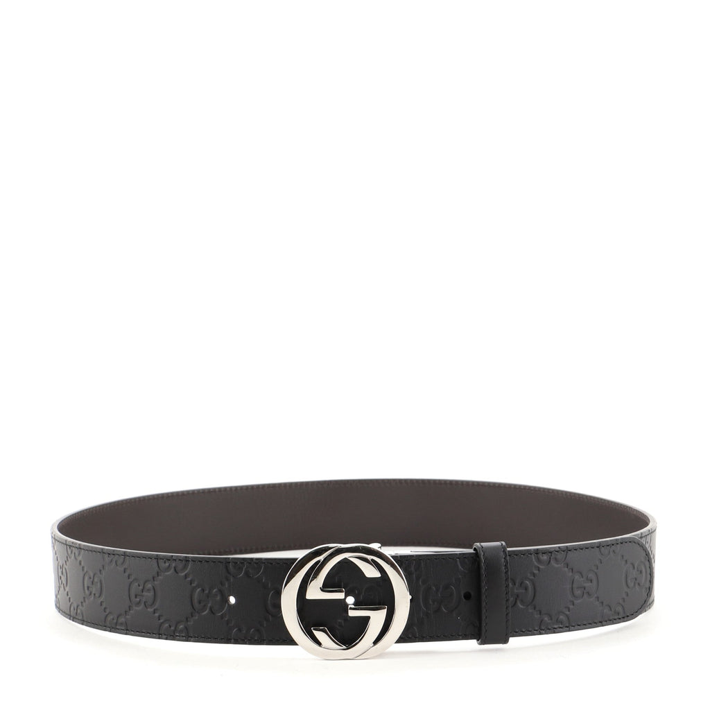 Interlocking G Reversible Belt Guccissima Leather Wide 95