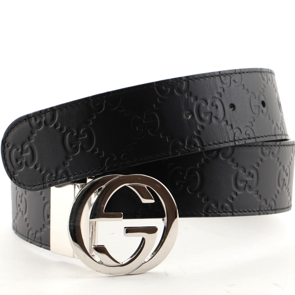Interlocking G Reversible Belt Guccissima Leather Wide 95