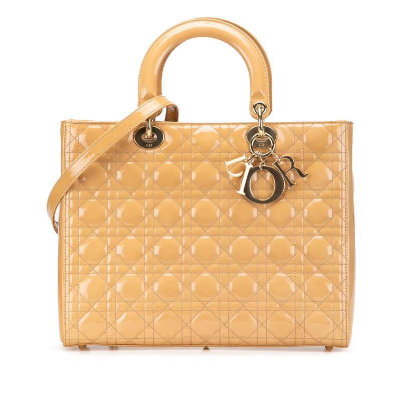 Dior Lady Dior Cannage Patent Leather 2way Bag