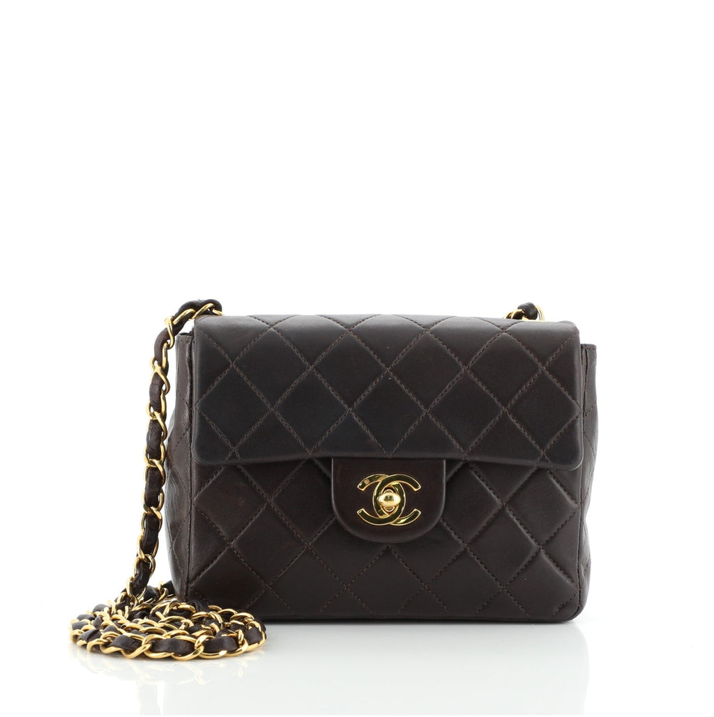 Vintage Square Classic Single Flap Bag Quilted Lambskin Mini