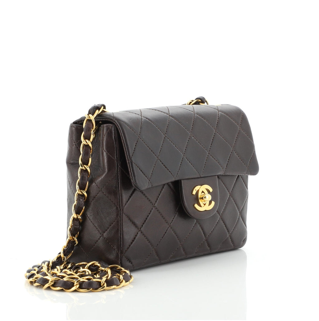 Vintage Square Classic Single Flap Bag Quilted Lambskin Mini