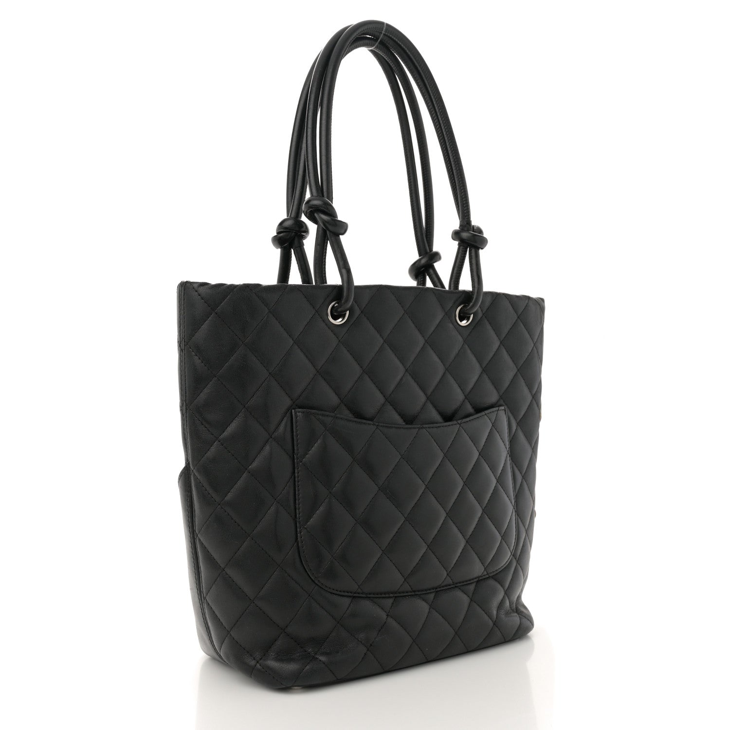 Calfskin Quilted Medium Cambon Tote Black White