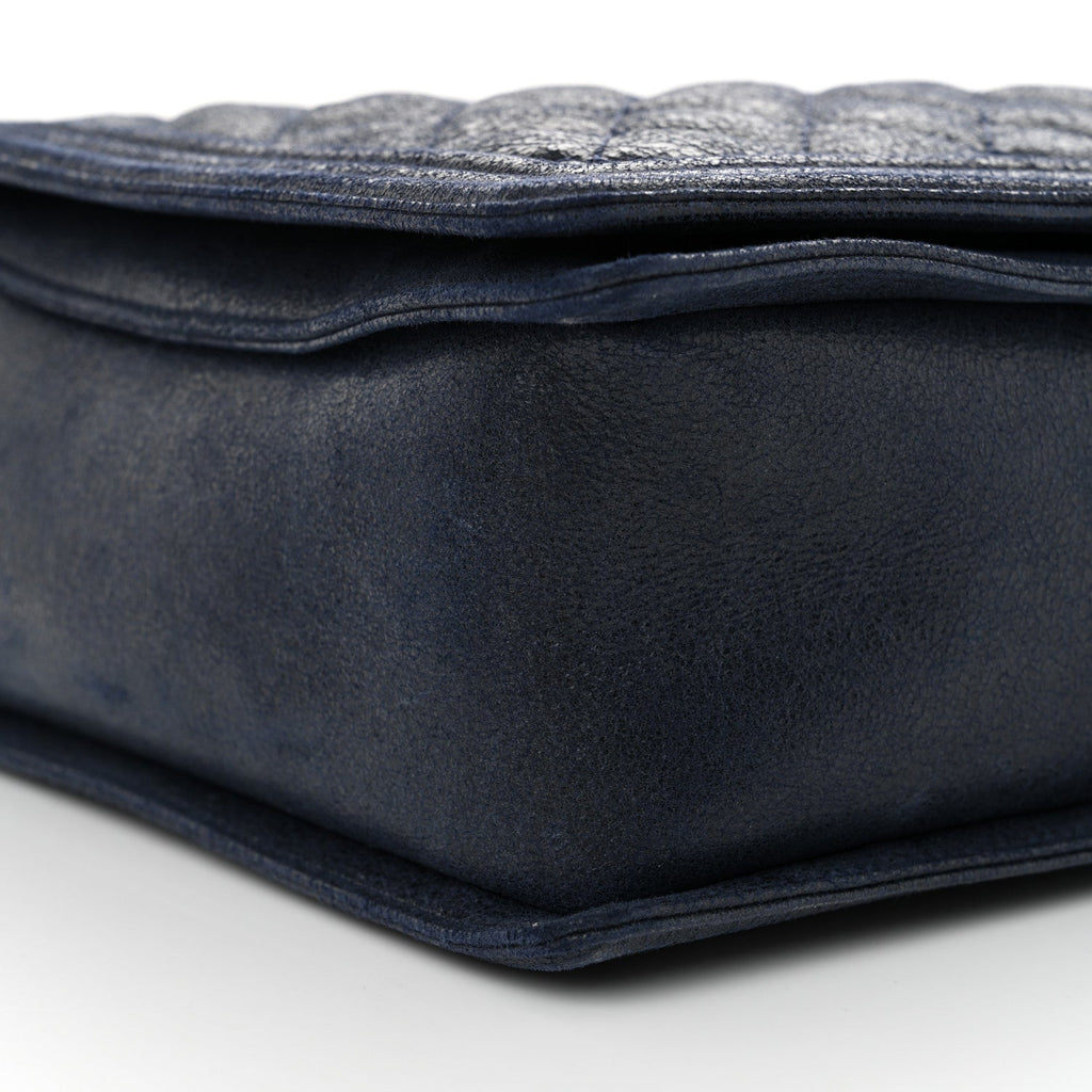 Iridescent Calfskin Quilted XL Gentle Boy Flap Blue