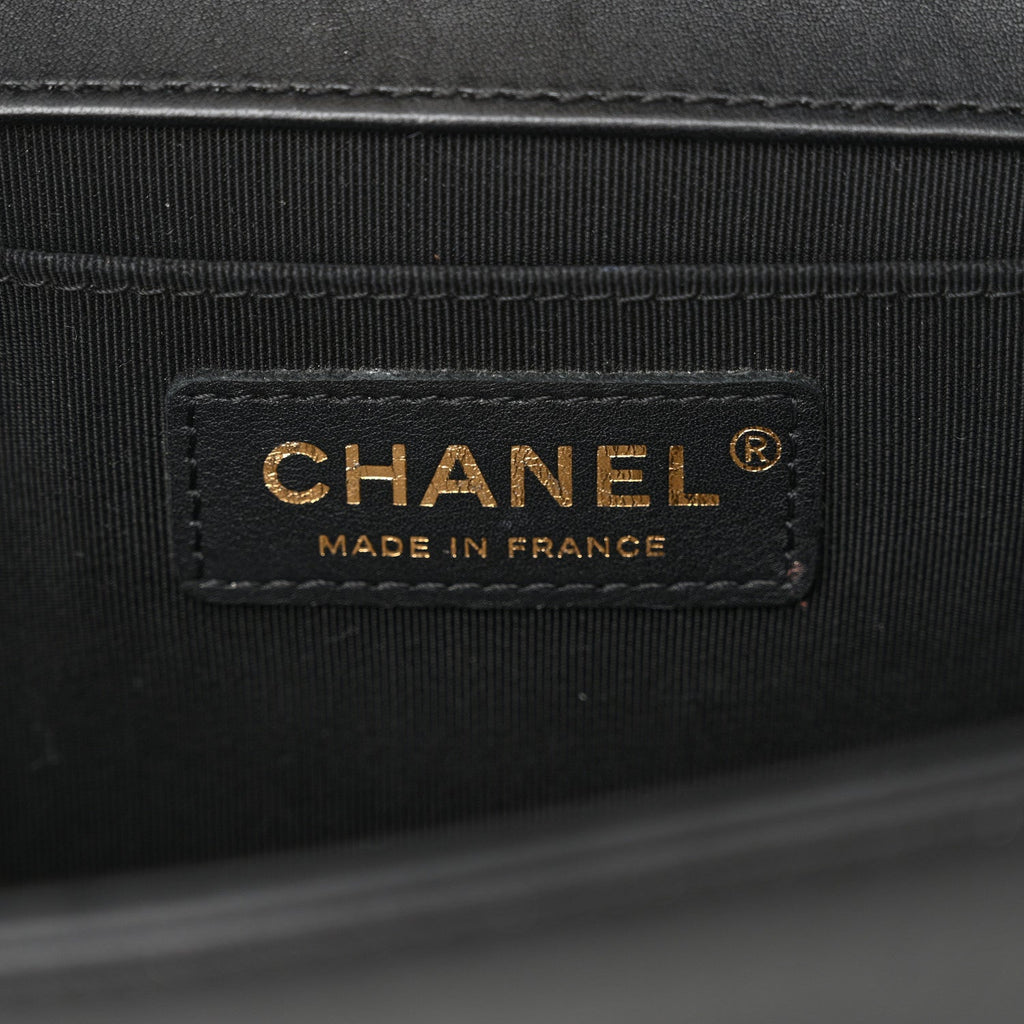 Lambskin Quilted Medium Boy Flap Black