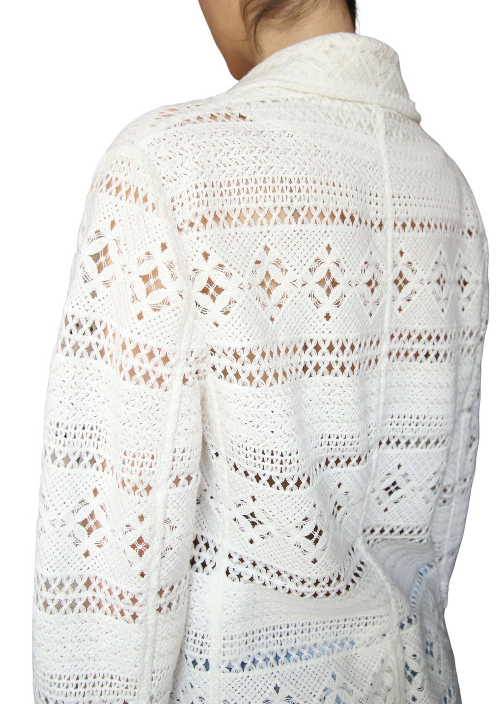 Ermano Scervino White Crochet Blazer - 42 / US 6