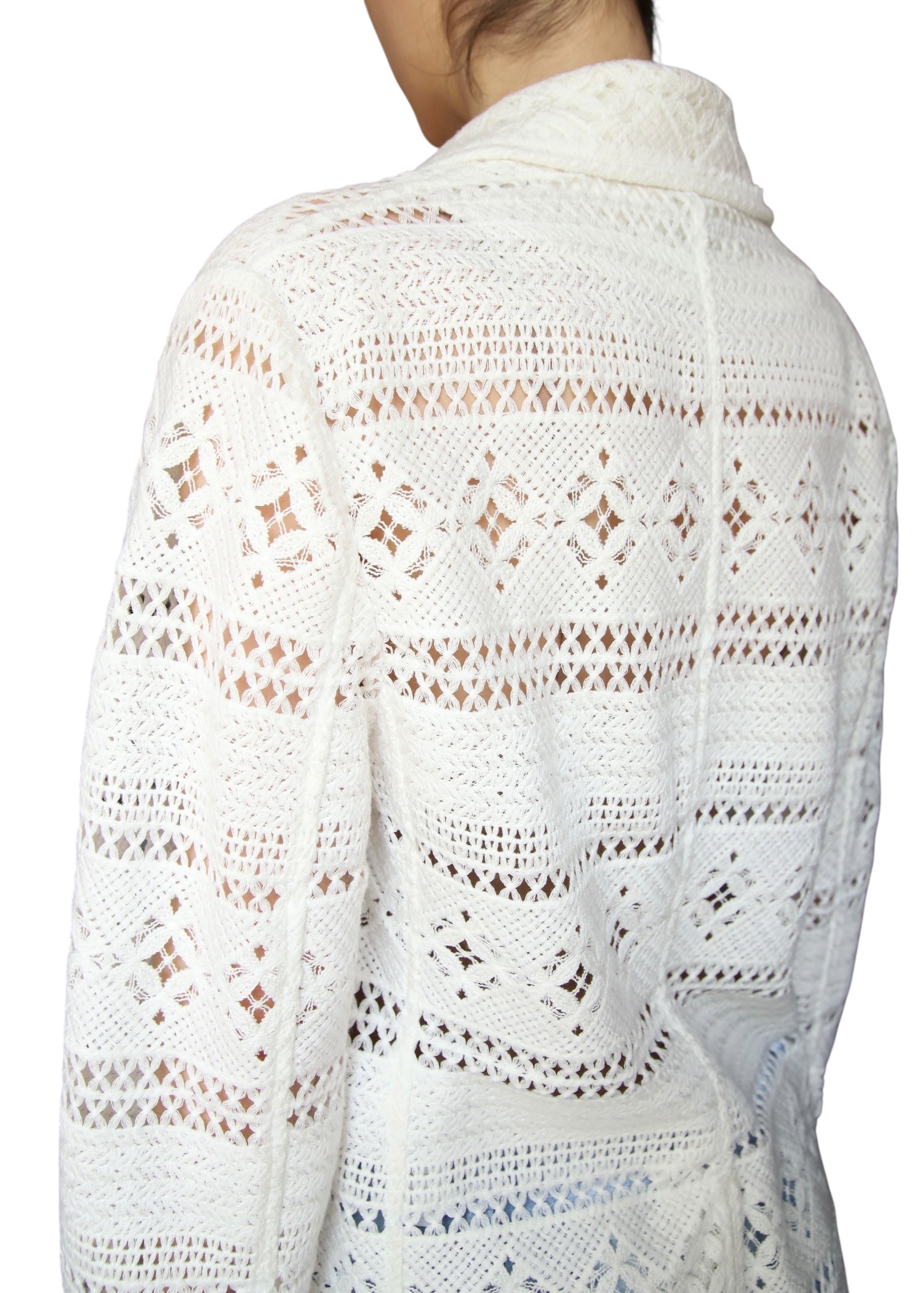 Ermano Scervino White Crochet Blazer - 42 / US 6