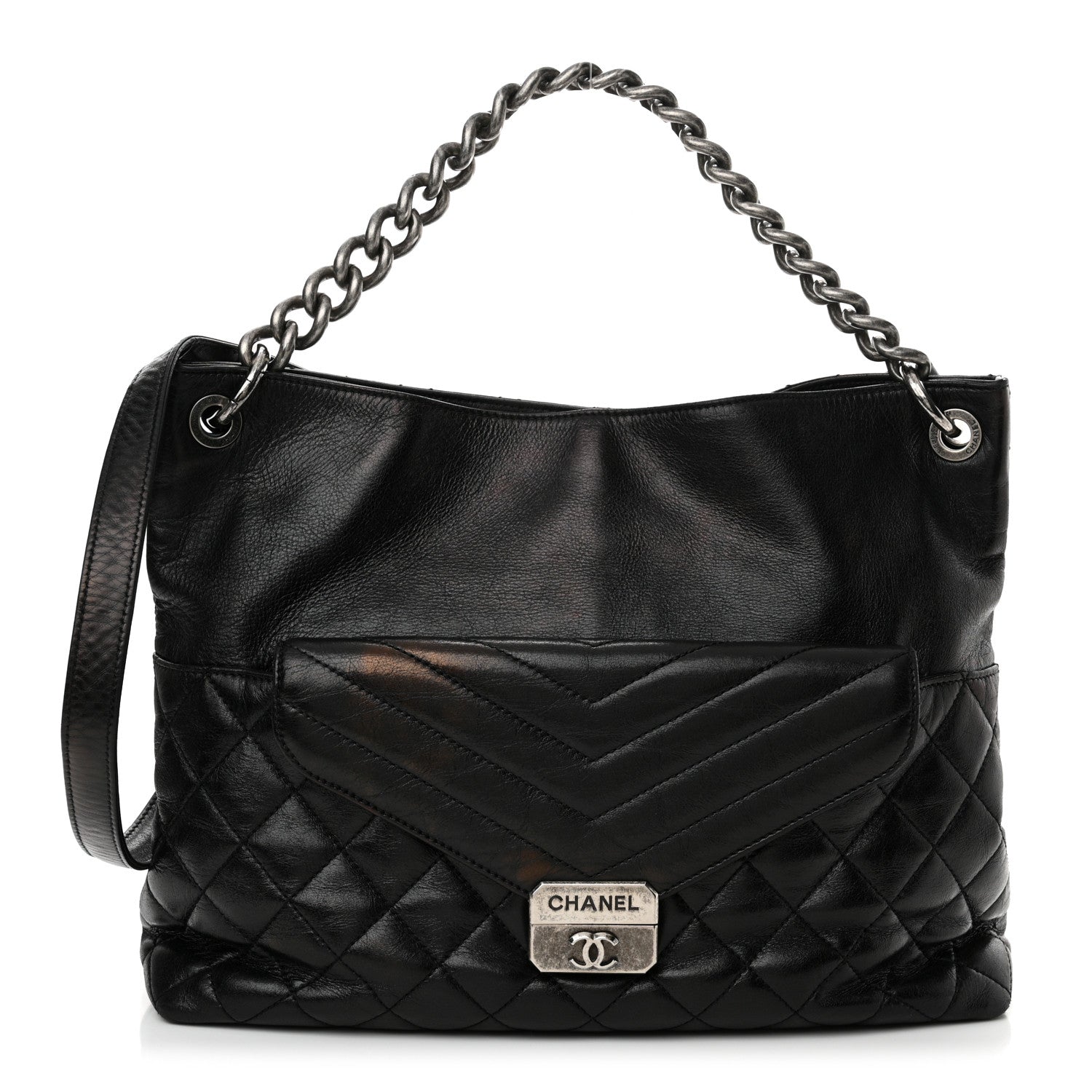 Aged Calfskin Quilted Mad About Quilting Hobo Black