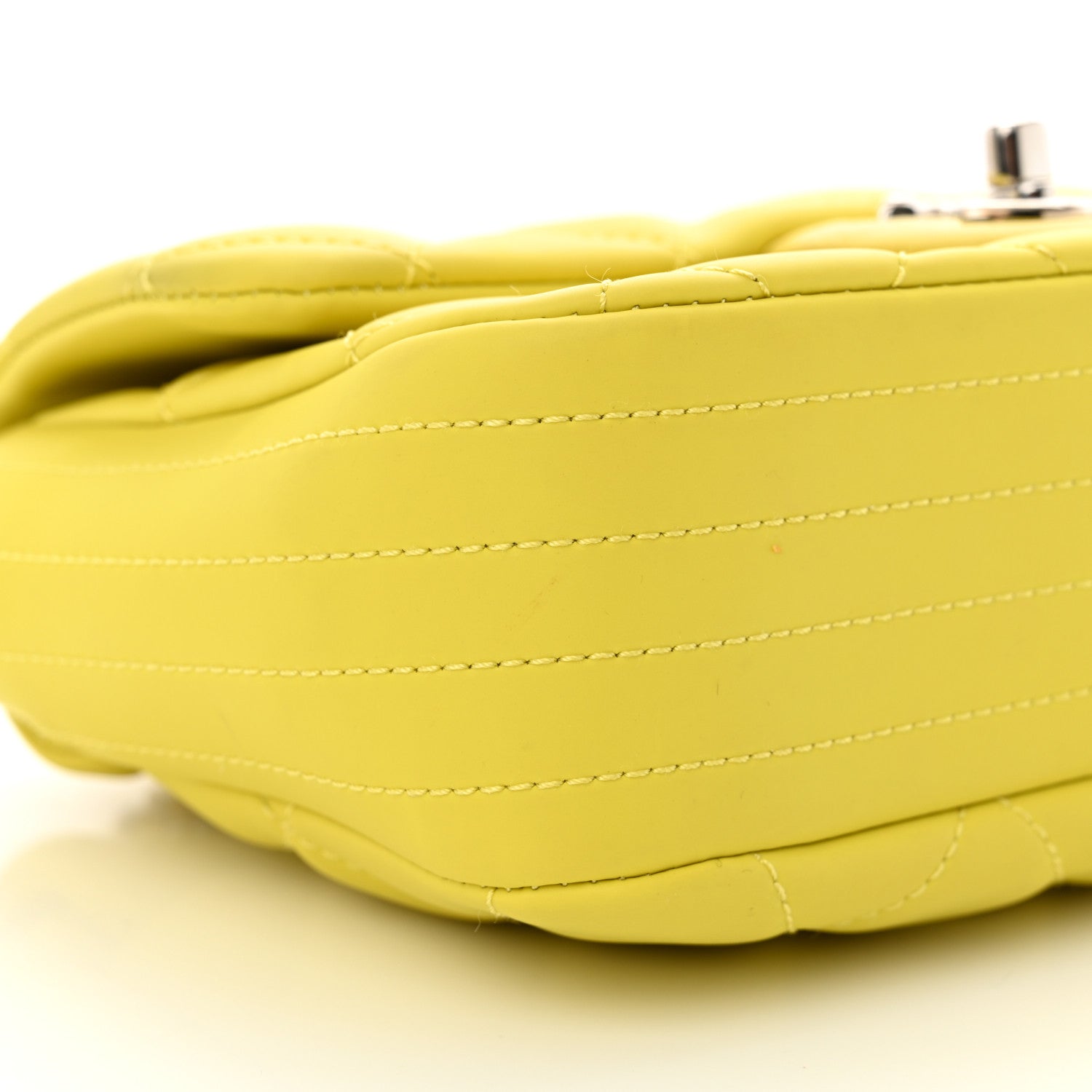 Rubber Quilted Lambskin Mini Square Coco Rain Flap Yellow