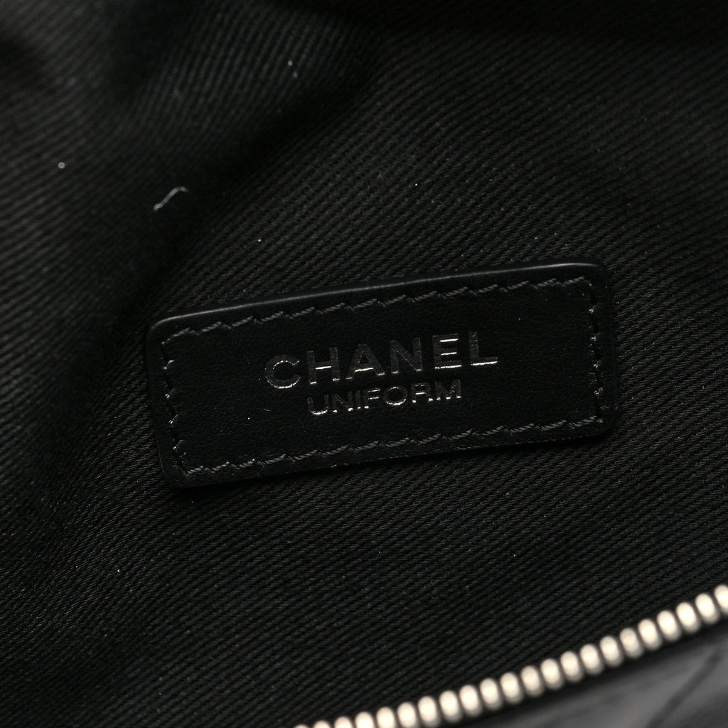 Calfskin Quilted Waist Belt Bag Black
