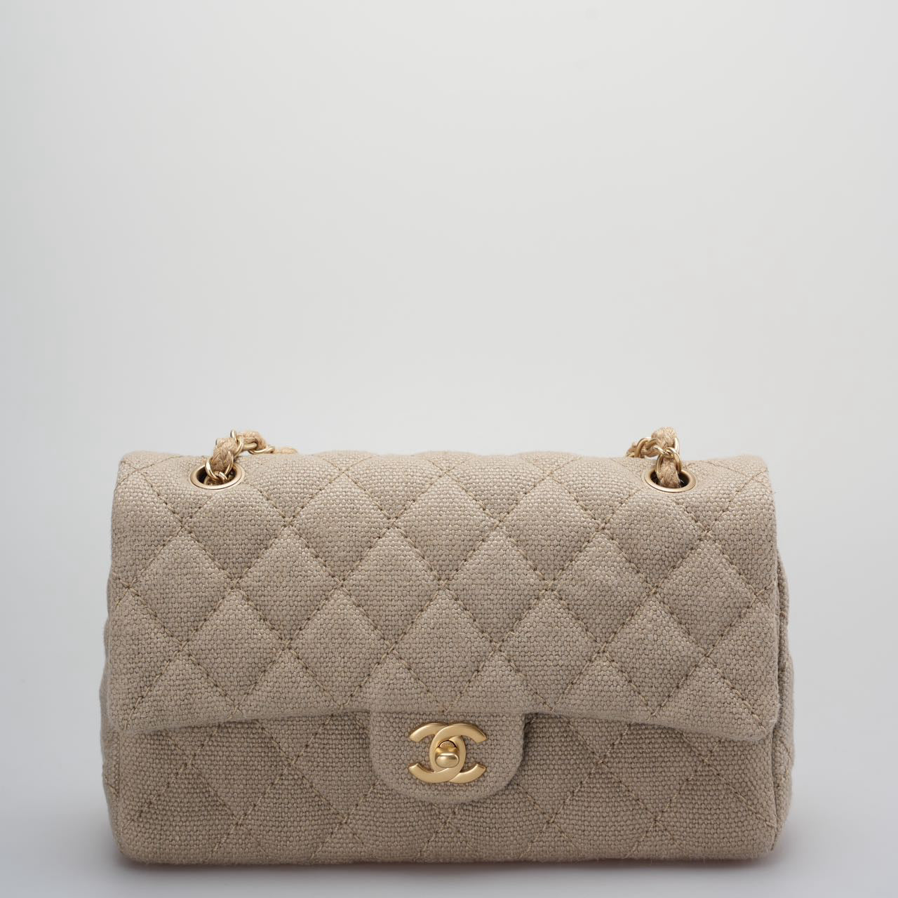 Chanel Linen Timeless Quilted Medium Flap in Beige