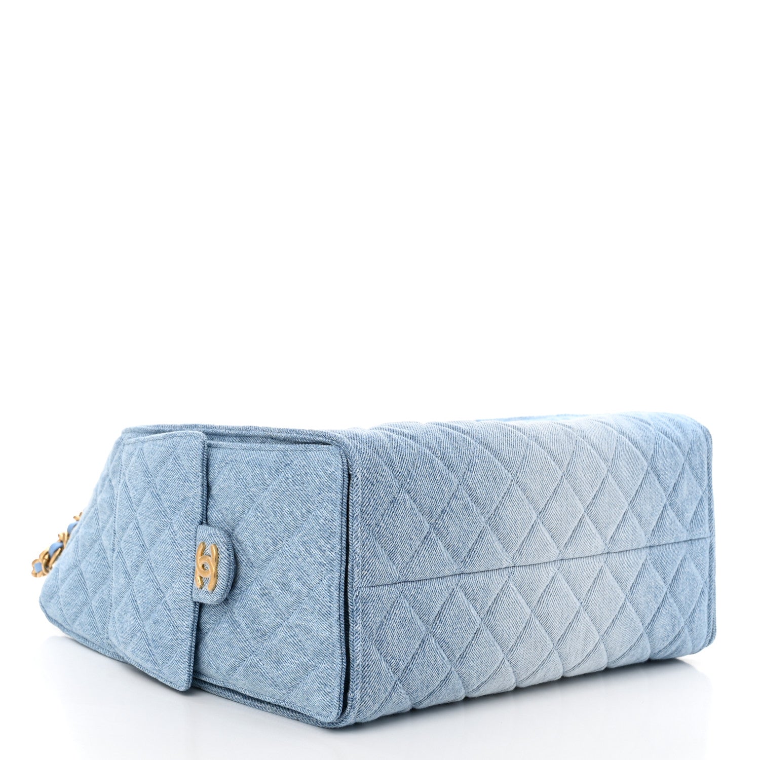Washed Denim Quilted Medium Chanel 25 Handbag Blue