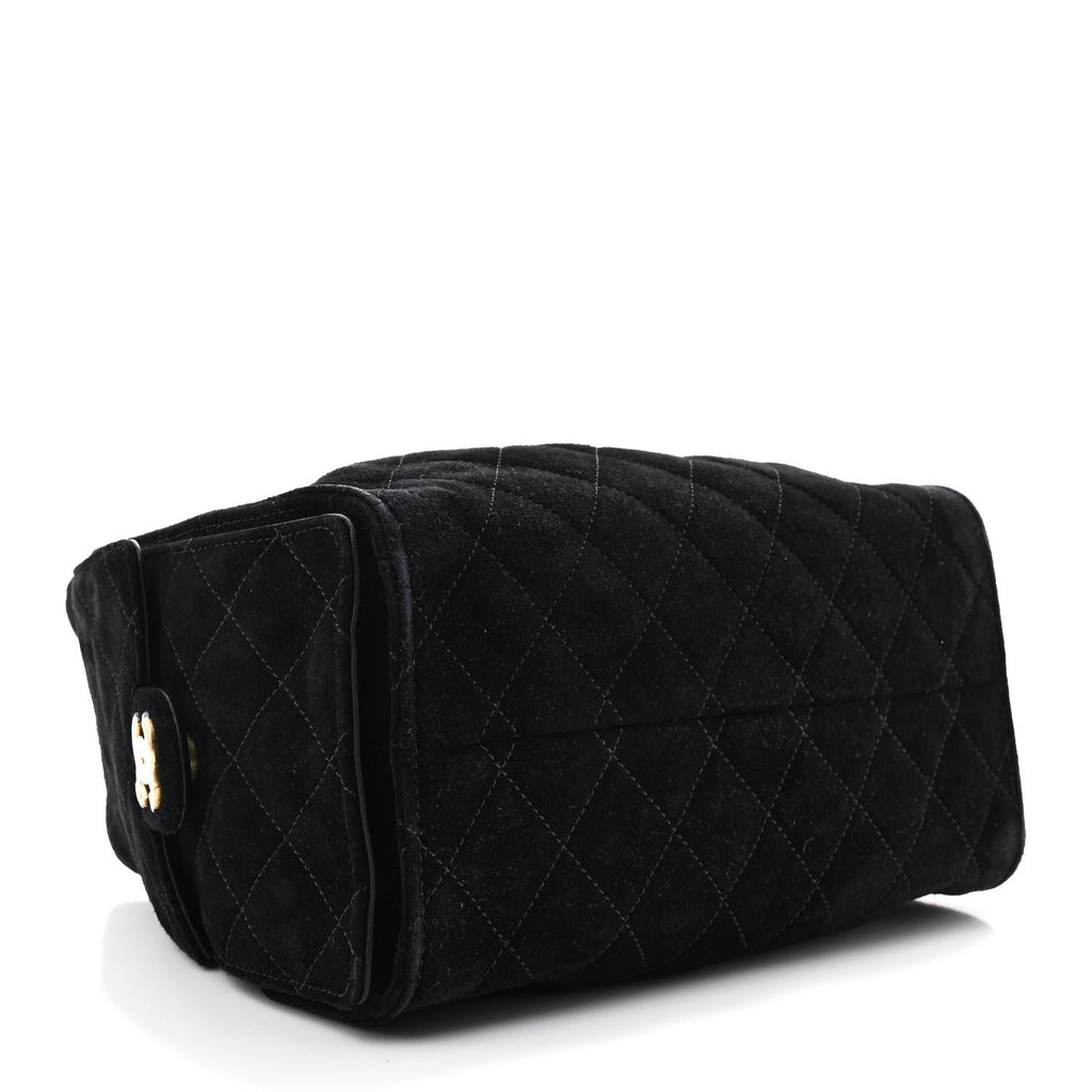 Suede Quilted Small Chanel 25 Handbag Black