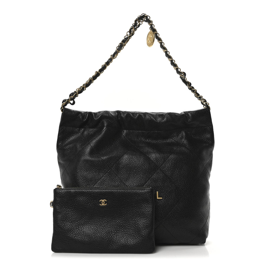 Shiny Caviar Quilted Small Chanel 22 Black