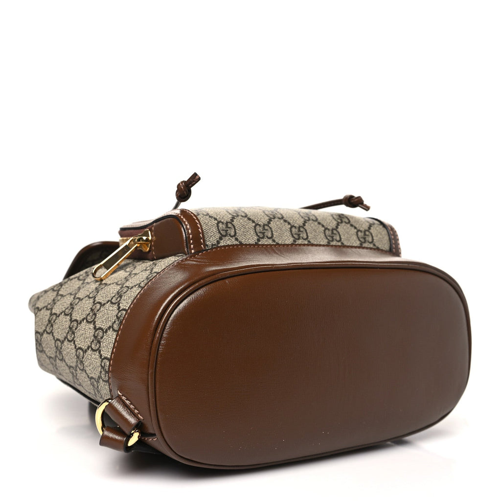 GG Supreme Monogram Azalea Calfskin Retro Interlocking G Buckle Backpack Beige Ebony Brown Sugar