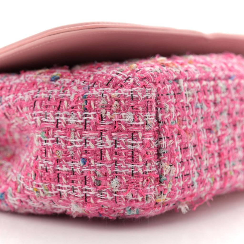 Tweed Lambskin Quilted Small CC Filigree Flap Pink